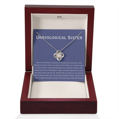 Unbiological Sister Necklace - Gift for Bonus Sister - Love Knot Necklace