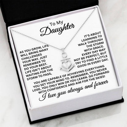 To My Daughter Necklace - I love you always and forever - Anchor Pendant Necklace