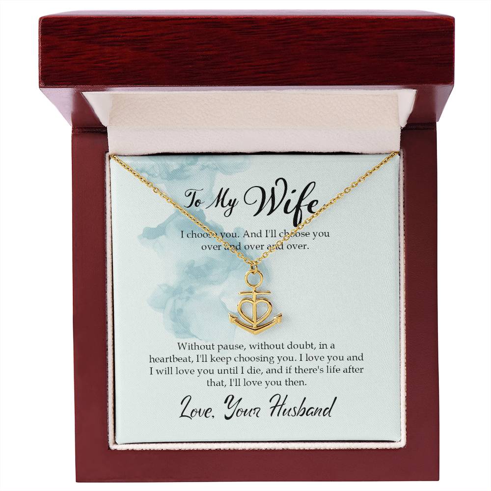 To My Wife Necklace - Husband to Wife Jewelry for Romantic Valentine’s Day, Birthday & Anniversary Gifts - Anchor Pendant Necklace