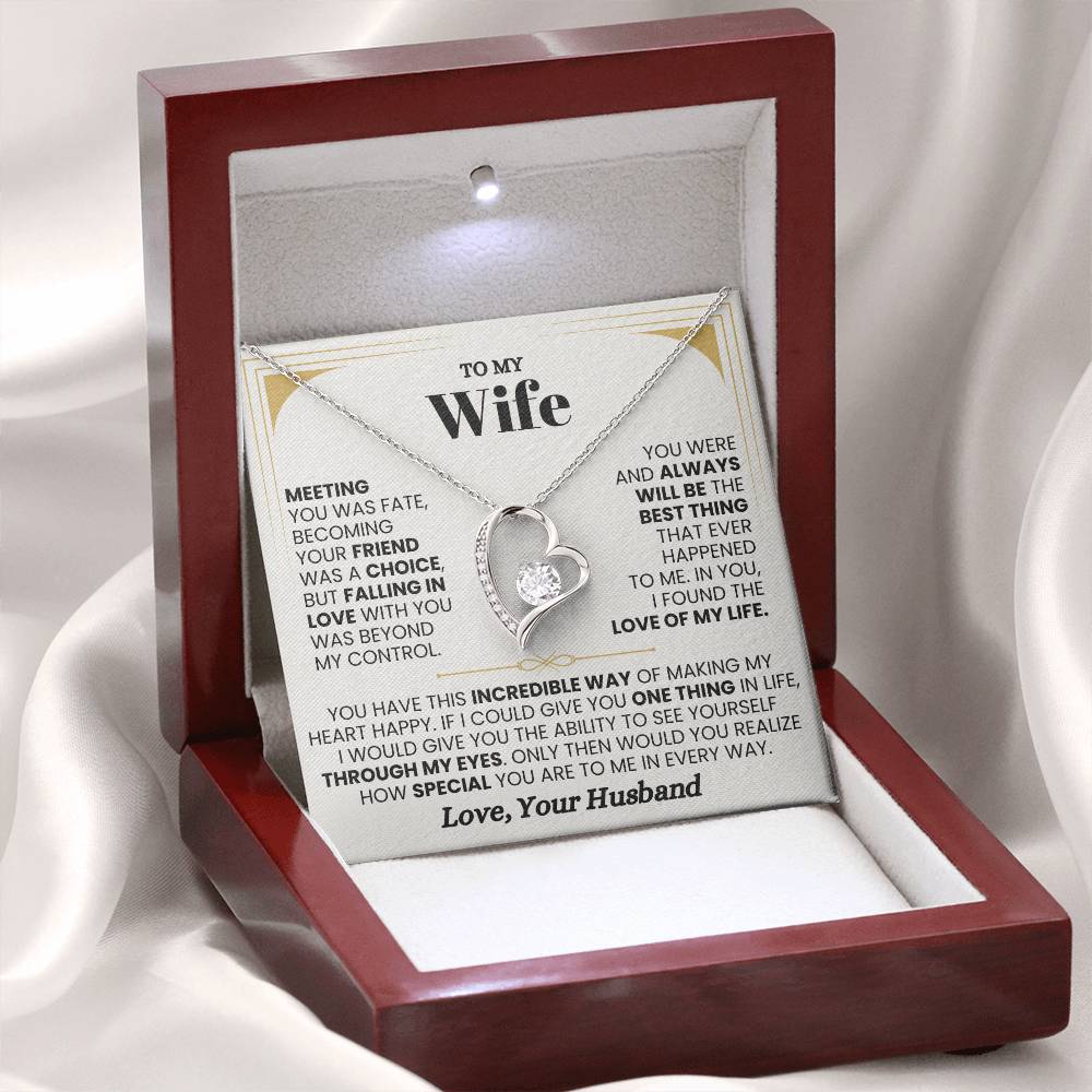 To My Wife Necklace - Romantic Everyday Jewelry Gift from Husband for Birthday, Valentine’s Day & Just Because - Forever Love Necklace