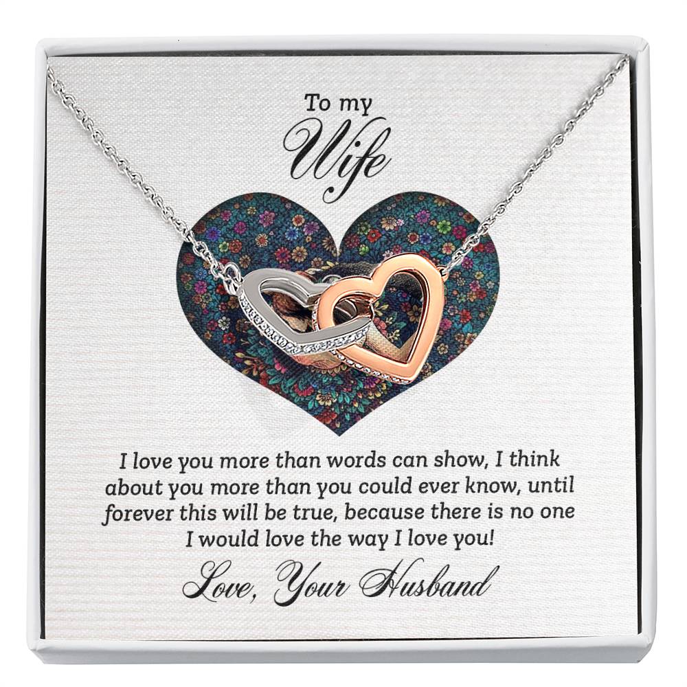 To My Wife Necklace - Sentimental Birthday Gift from Husband, Romantic Jewelry for Valentine’s Day & Holidays - Interlocking Hearts Necklace