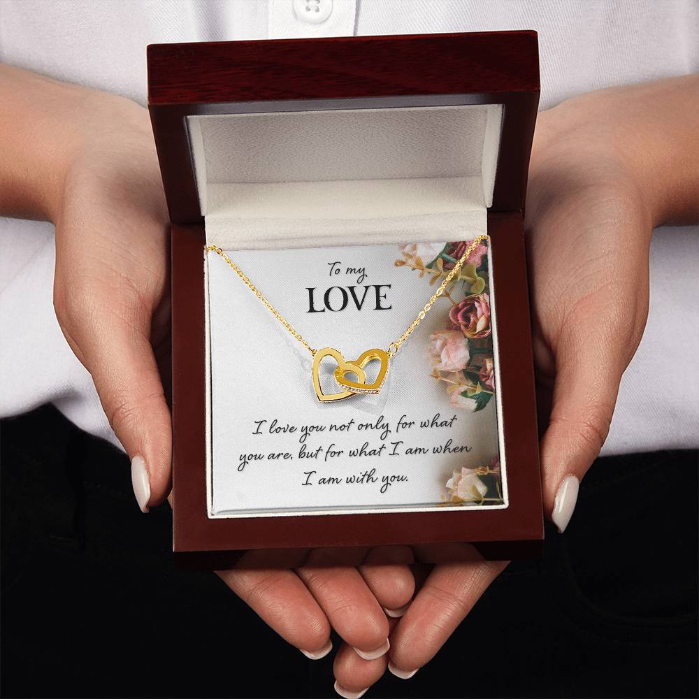 To My Love Necklace - Sweetest Gift for Wife from Husband for Valentine’s Day, Anniversary & Birthday Joy - Interlocking Hearts Necklace