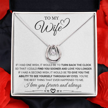 To My Wife Necklace - Sentimental Birthday Gift from Husband, Romantic Jewelry for Valentine’s Day & Holidays - Lucky In Love Necklace