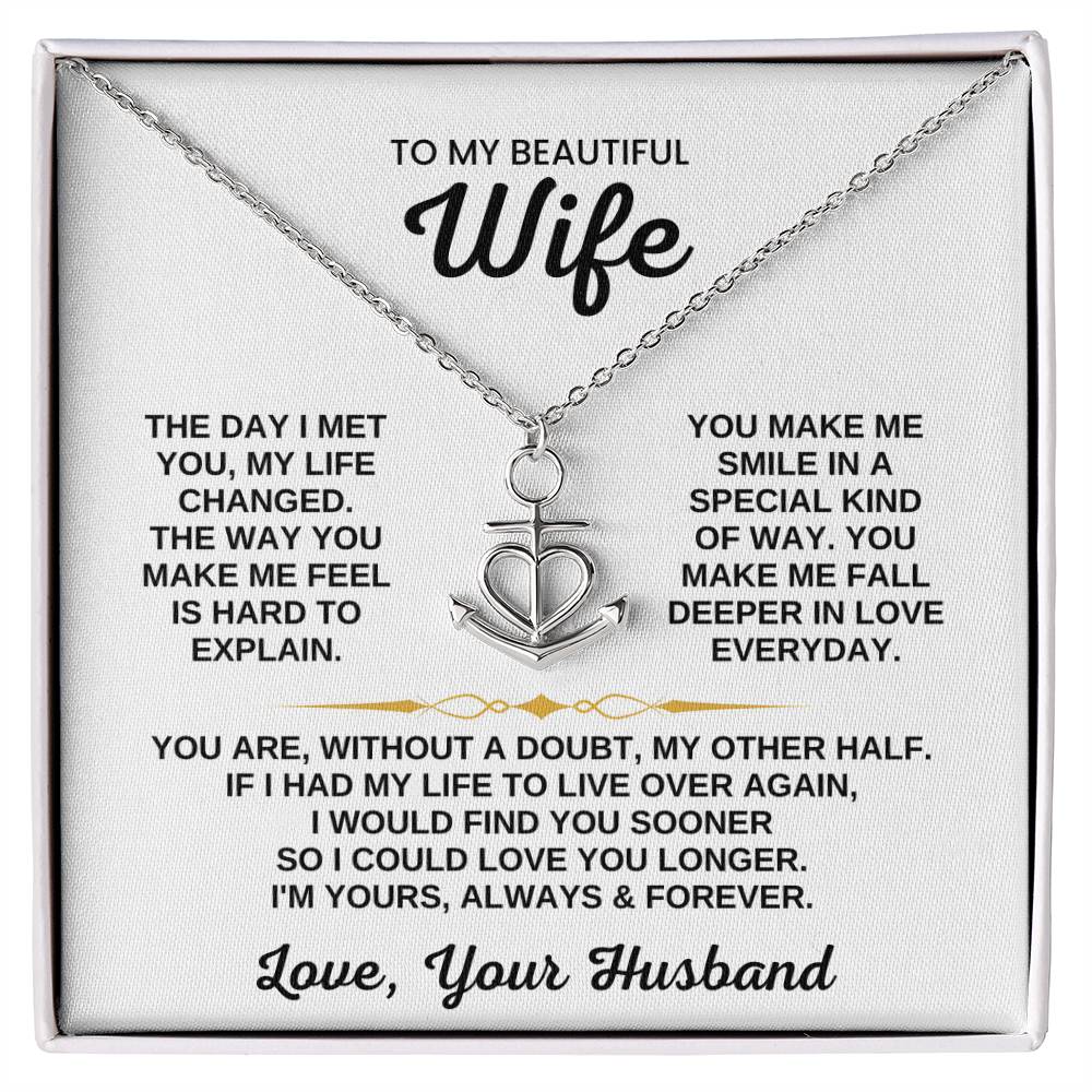 To My Wife Necklace - Heartfelt Gift for Birthday & Valentine’s Day - Anchor Pendant Necklace