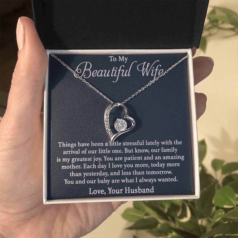 To My Beautiful Wife Necklace - Romantic Gift For Wives - Perfect For Anniversaries, Birthdays Or Special Occasions - Gifts For Her - Forever Love Necklace