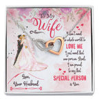 To My Beautiful Wife Necklace - Romantic Everyday Jewelry Gift from Husband for Birthday, Valentine’s Day & Just Because - Interlocking Hearts Necklace