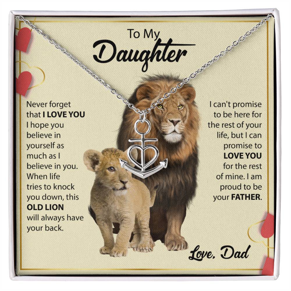 To My Daughter Necklace - Beautiful Daughter Jewelry for Birthday & Proud Dad Moments - Anchor Pendant Necklace