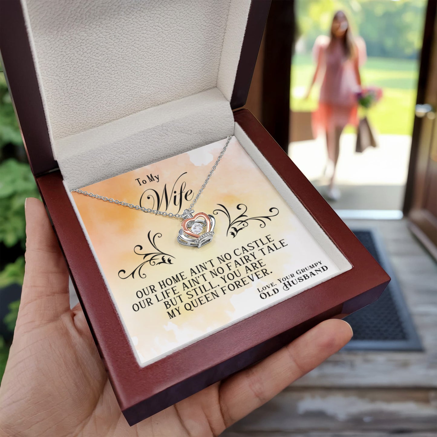 To My Wife Necklace - Perfect Romantic Gift from Husband - Crown Pendant Necklace