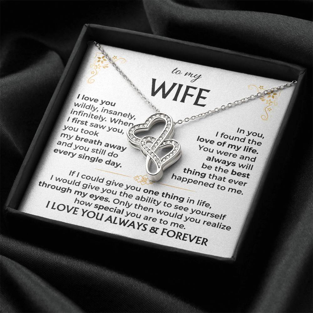 To My Wife Necklace - Best Surprise Gift for Wife from Husband for Anniversary, Christmas & Valentine’s Day - Heart-to-heart Pendant Necklace