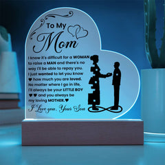 Heart Acrylic Plaque for Mom, Loving Gifts for Mother, Sentimental Keepsake, To My Mom