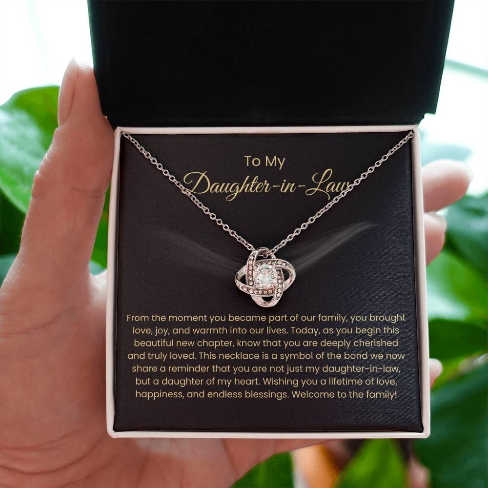 To My Daughter In Law - Love Knot Necklace - Gift for Bonus Daughter