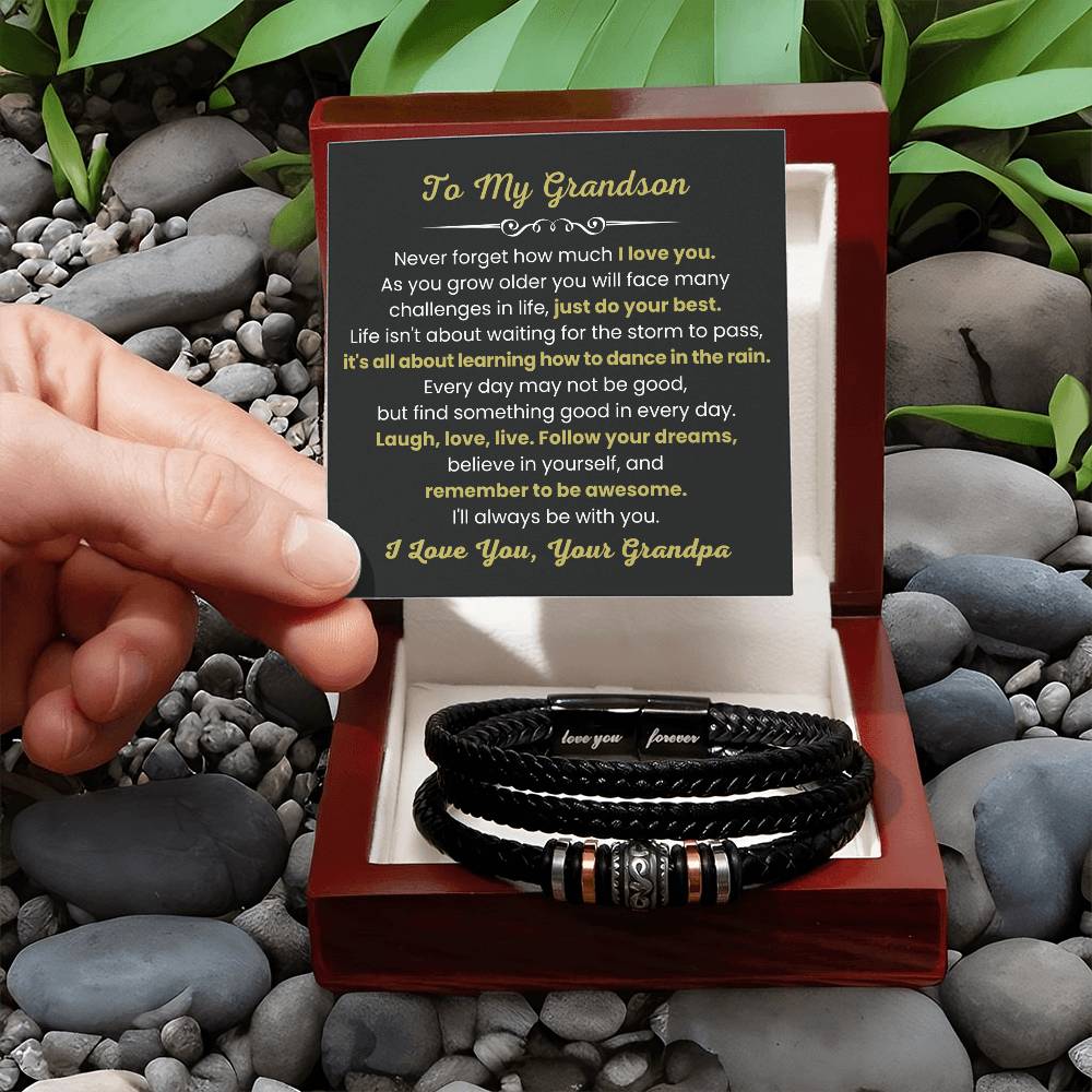 To My Grandson Bracelet – Birthday, Graduation, Christmas Gift from Grandpa – Love You Forever Bracelet