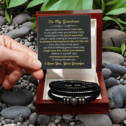 To My Grandson Bracelet – Birthday, Graduation, Christmas Gift from Grandpa – Love You Forever Bracelet