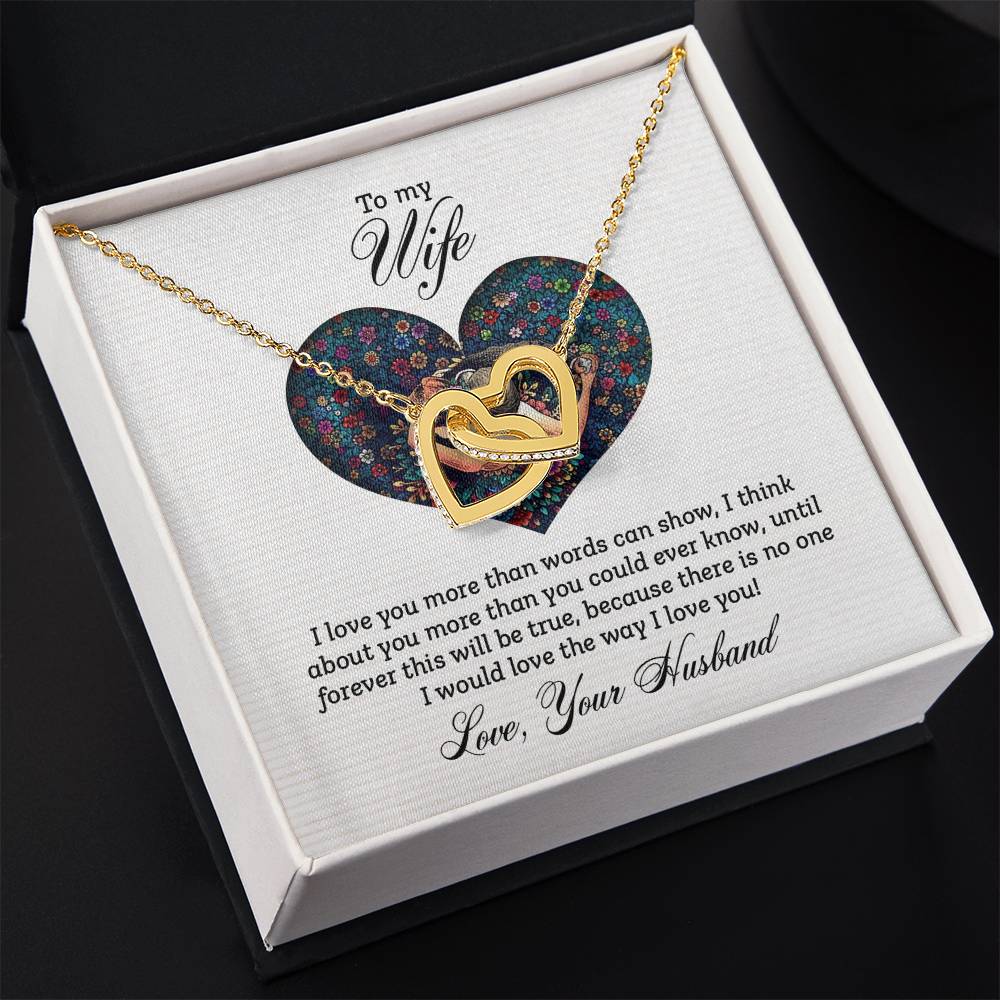 To My Wife Necklace - Sentimental Birthday Gift from Husband, Romantic Jewelry for Valentine’s Day & Holidays - Interlocking Hearts Necklace