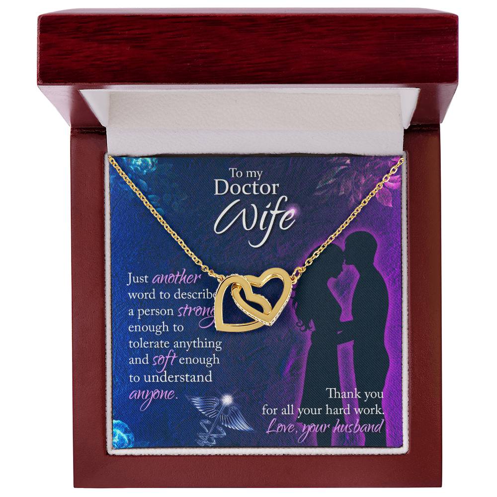 To My Doctor Wife Necklace - Sweet Emotional Gift for Wife from Husband on Birthday, Anniversary & Valentine’s Day - Interlocking Hearts Necklace
