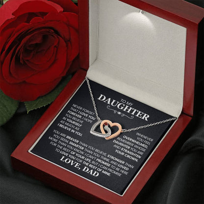 To My Daughter - Straighten Your Crown - Interlocking Hearts Necklace Gift from Dad