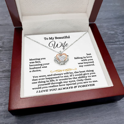 To My Wife Necklace - Meaningful Gift from Husband for Valentine’s Day - Crown Pendant Necklace