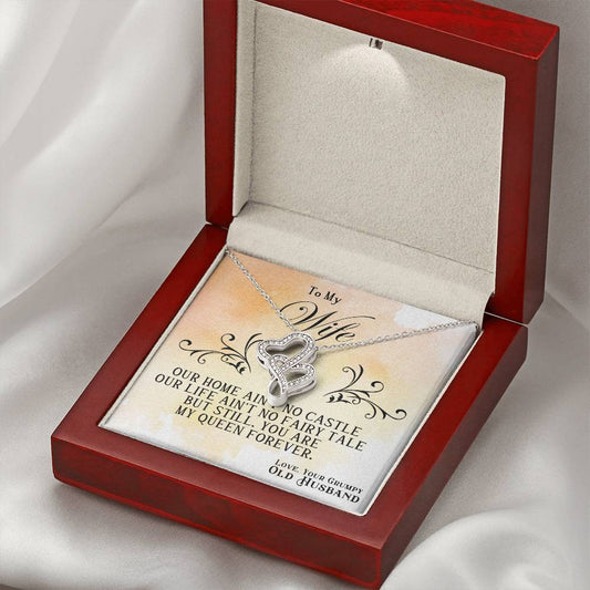 To My Wife Necklace - Sweet Emotional Gift for Wife from Husband on Birthday, Anniversary & Valentine’s Day - Heart-to-heart Pendant Necklace