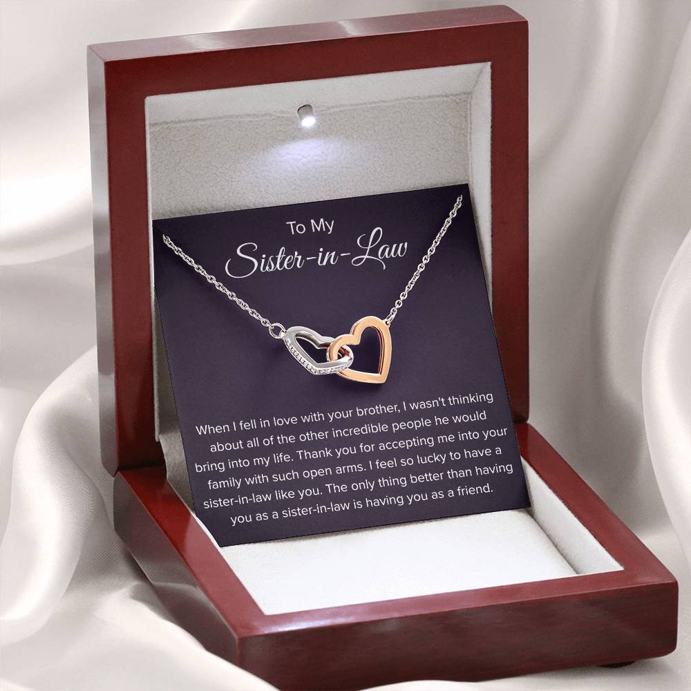 To My Sister In Law - Thank You for Accepting Me - Interlocking Hearts Necklace
