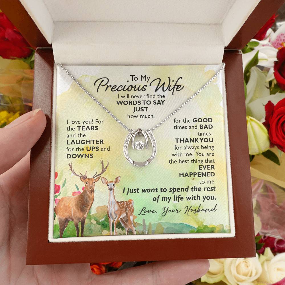 Special Gift for Wife - Romantic Jewelry from Husband for Valentine’s Day or Birthday - Lucky In Love Necklace