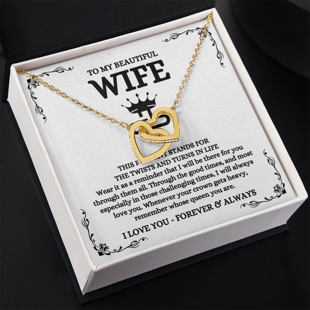 To My Wife Necklace - Emotional Valentine’s Day Gift from Husband - Interlocking Hearts Necklace