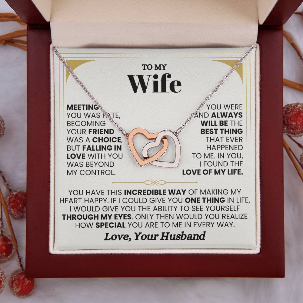 Anniversary & Valentine’s Day Gift for Wife - Emotional Jewelry from Husband - Interlocking Hearts Necklace