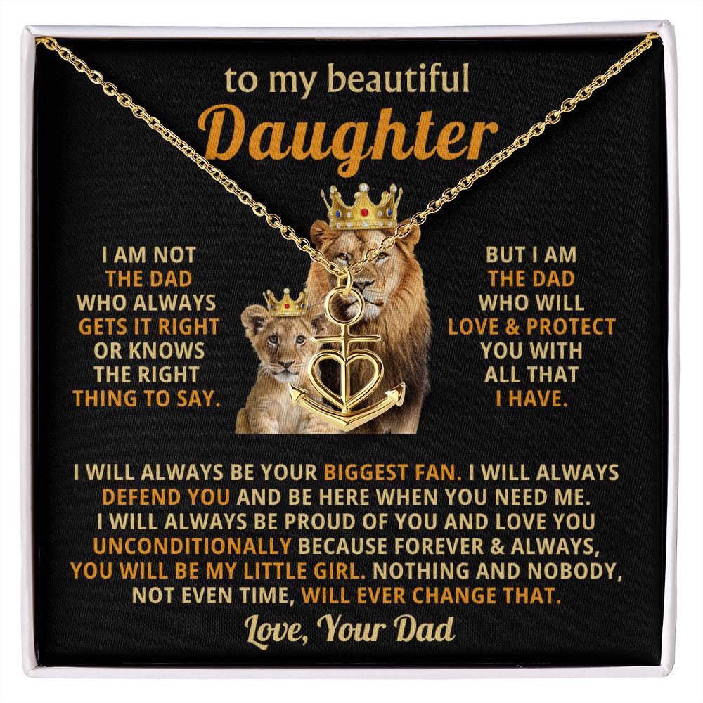 To My Daughter Necklace - Emotional Father to Daughter Jewelry for Birthday, Christmas & Life Happiness - Anchor Pendant Necklace