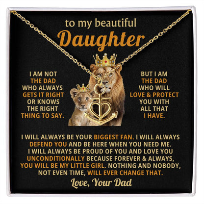 To My Daughter Necklace - Emotional Father to Daughter Jewelry for Birthday, Christmas & Life Happiness - Anchor Pendant Necklace