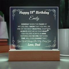 Happy 18th Birthday Gift, Custom Keepsake Décor, Inspirational Present for Daughter