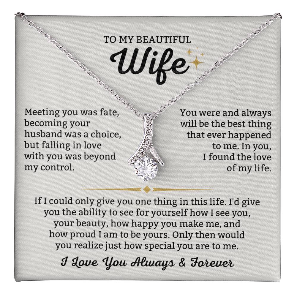 To My Beautiful Wife Necklace - Emotional Jewelry for Wife from Husband to Celebrate Love on Valentine’s Day & Beyond - Alluring Beauty Necklace