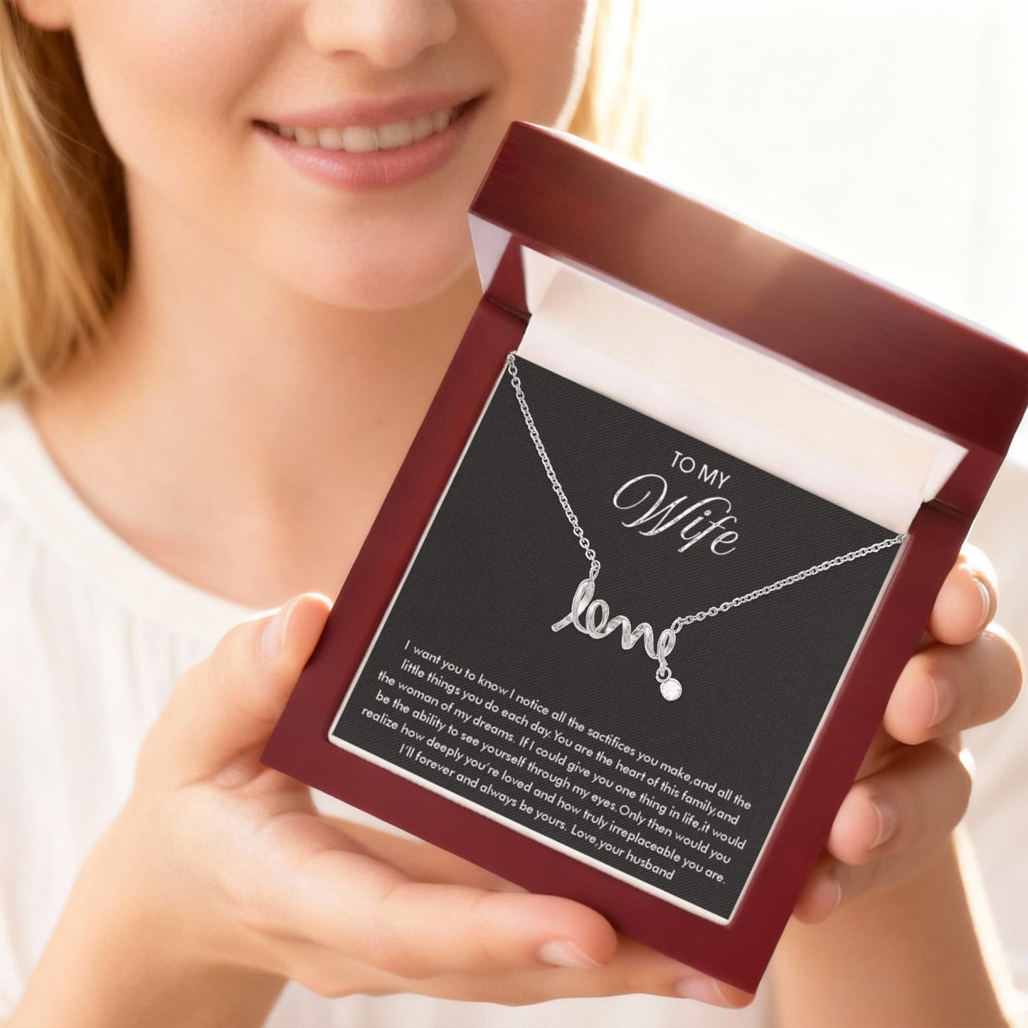 To My Wife Necklace - Meaningful Gift from Husband for Valentine’s Day - Scripted Love Necklace