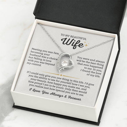 To My Beautiful Wife Necklace - Romantic Everyday Jewelry Gift from Husband for Birthday, Valentine’s Day & Just Because - Forever Love Necklace