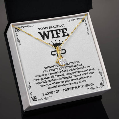 To My Beautiful Wife Necklace - Best Loving Jewelry Gift for Valentine’s Day, Anniversaries & Romantic Surprises - Alluring Beauty Necklace