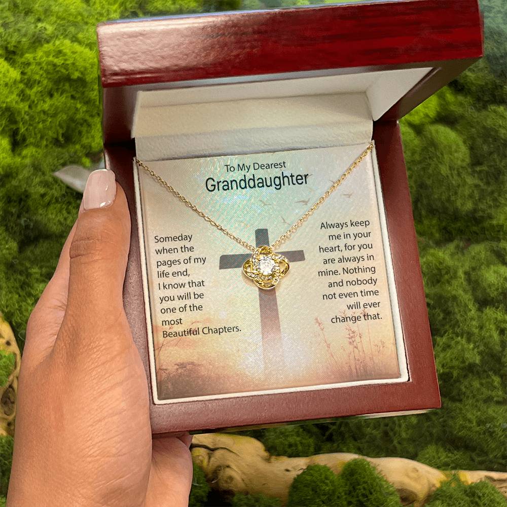 To My Granddaughter Necklace – Granddaughter Birthday & Graduation Jewelry Surprise – Love Knot Necklace