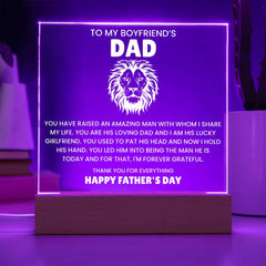 Acrylic Plaque Light-Up Gift, Father’s Day Present, Loving Tribute for Boyfriend’s Dad, Meaningful Keepsake, Appreciation Gift