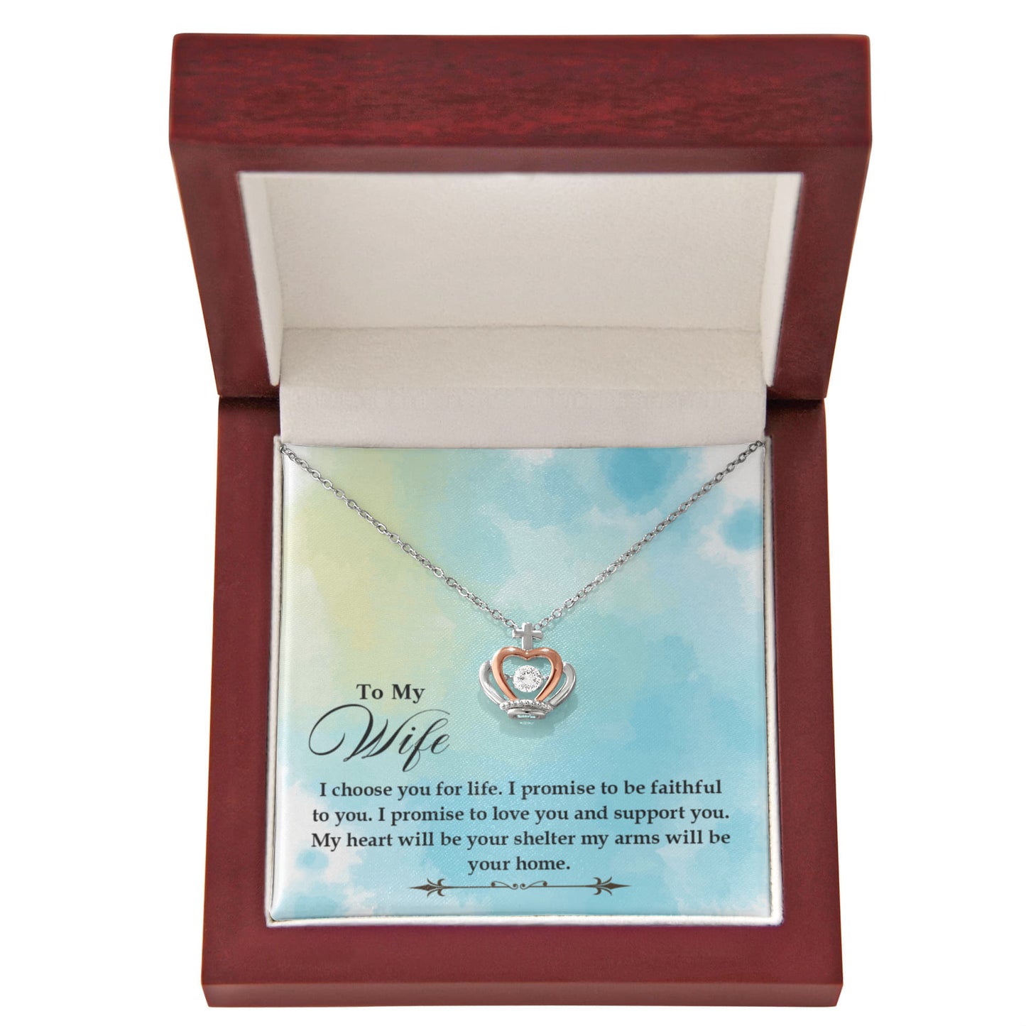 To My Wife Necklace - Perfect Jewelry from Husband for Valentine’s Day, Birthday & Holiday Gifting - Crown Pendant Necklace