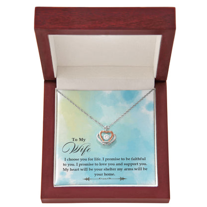 To My Wife Necklace - Perfect Jewelry from Husband for Valentine’s Day, Birthday & Holiday Gifting - Crown Pendant Necklace