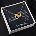 To My Daughter Necklace - Loving Gift for Daughter from Dad for Christmas, Proud Achievements & Special Days - Interlocking Hearts Necklace