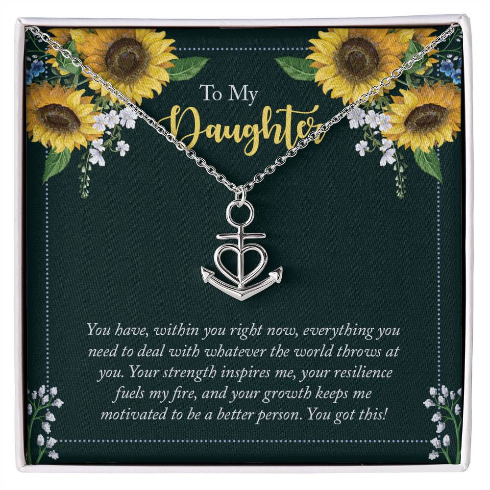 To My Daughter Necklace – Daughter Christmas Graduation Jewelry Gift – Anchor Pendant Necklace