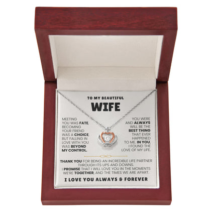 To My Wife Necklace - Heartfelt Jewelry from Husband for Birthday, Christmas & Valentine’s Day - Crown Pendant Necklace