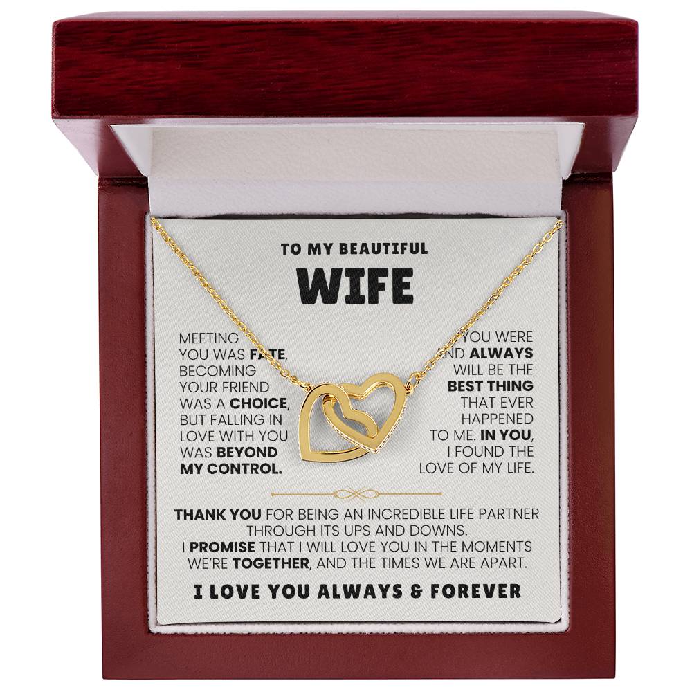 To My Wife Necklace - Holiday & Valentine’s Day Gift from Husband - Interlocking Hearts Necklace