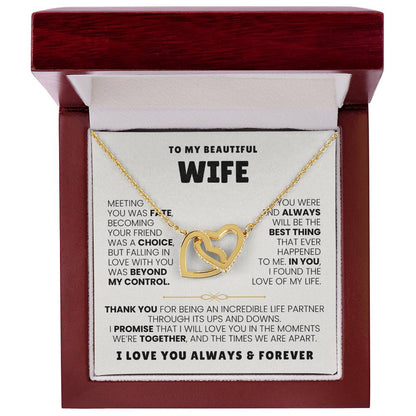 To My Wife Necklace - Holiday & Valentine’s Day Gift from Husband - Interlocking Hearts Necklace