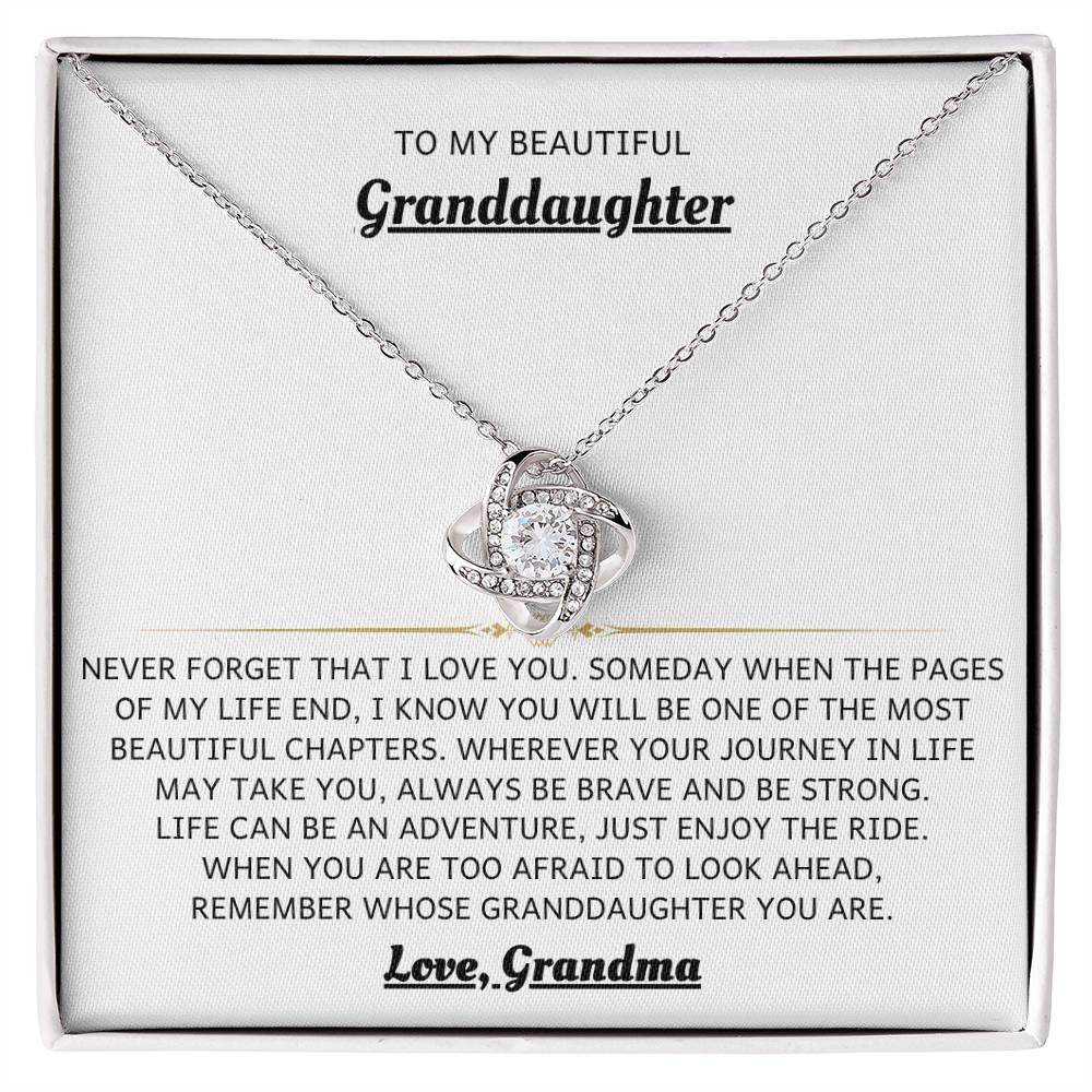To My Granddaughter Necklace – Valentine Birthday Gift for Granddaughter from Grandma – Love Knot Necklace