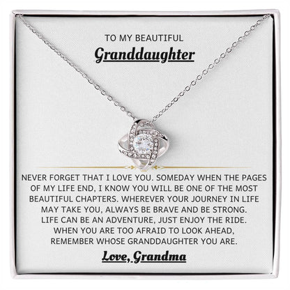 To My Granddaughter Necklace – Valentine Birthday Gift for Granddaughter from Grandma – Love Knot Necklace