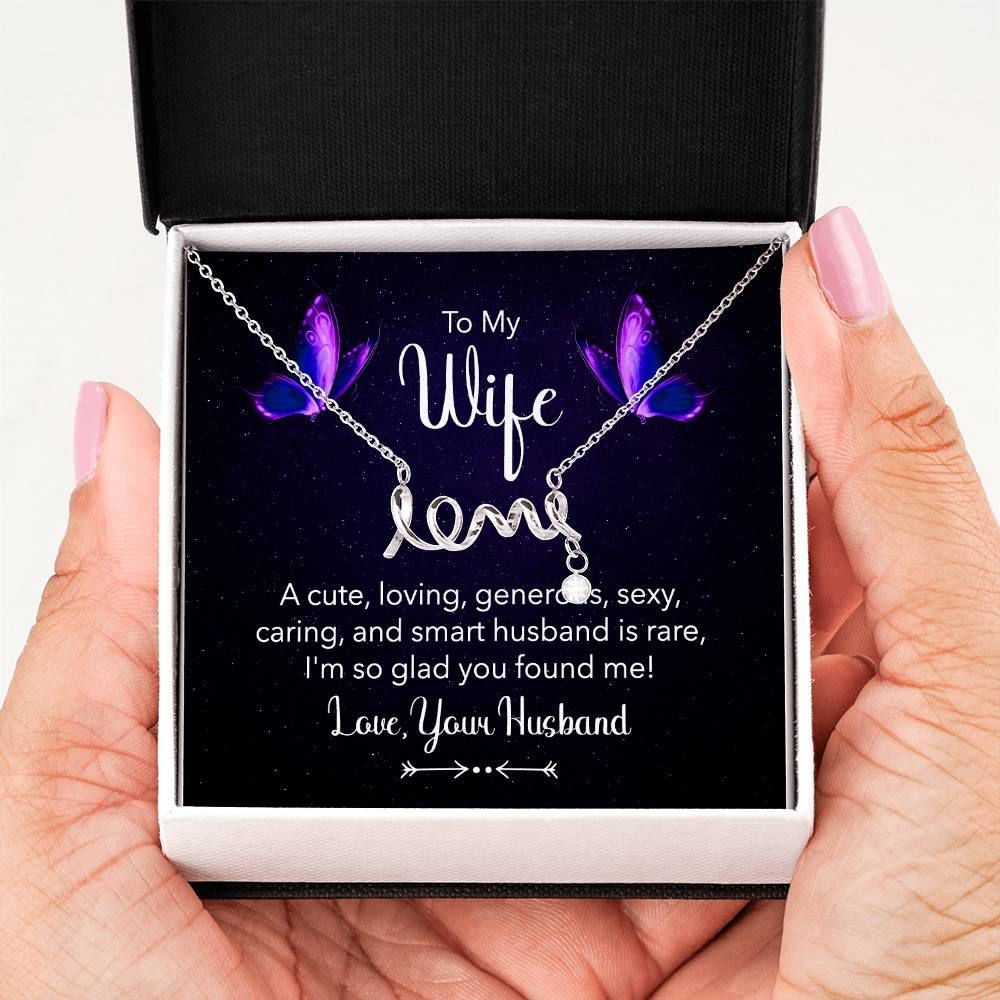 Wife Gift from Husband - Meaningful Jewelry for Valentine’s Day & Special Occasions - Scripted Love Necklace