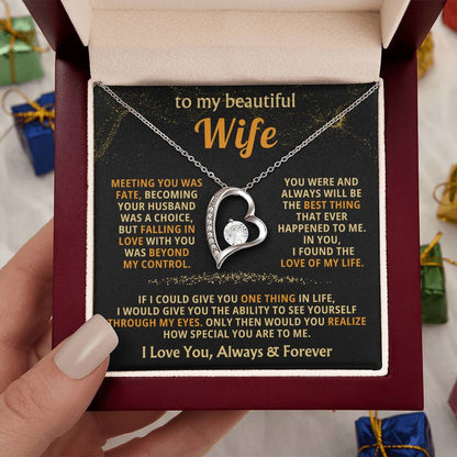 To My Beautiful Wife Necklace - Best Loving Jewelry Gift for Valentine’s Day, Anniversaries & Romantic Surprises - Forever Love Necklace