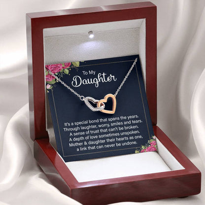 To My Daughter Necklace – Perfect Daughter Gift for Graduation & Birthday – Interlocking Hearts Necklace