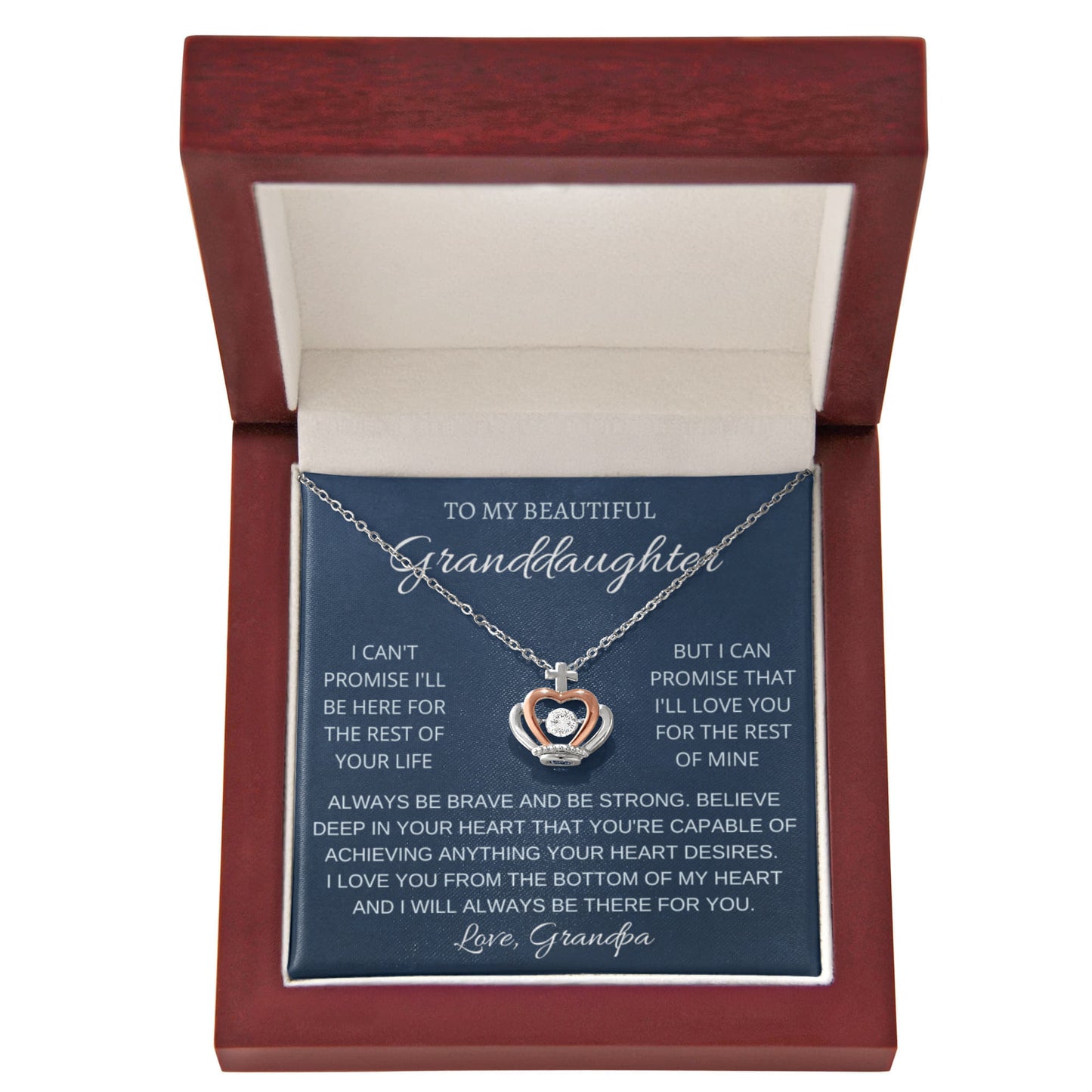 To My Granddaughter Necklace – Christmas Gift for Granddaughter’s Graduation from Grandpa – Crown Pendant Necklace