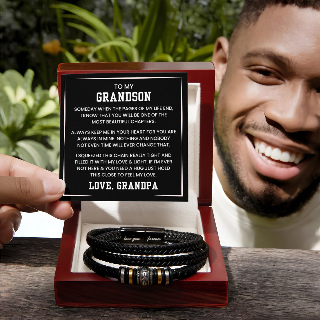 Grandpa to Grandson Gift – Graduation, Birthday, Christmas – Men's Cross Bracelet