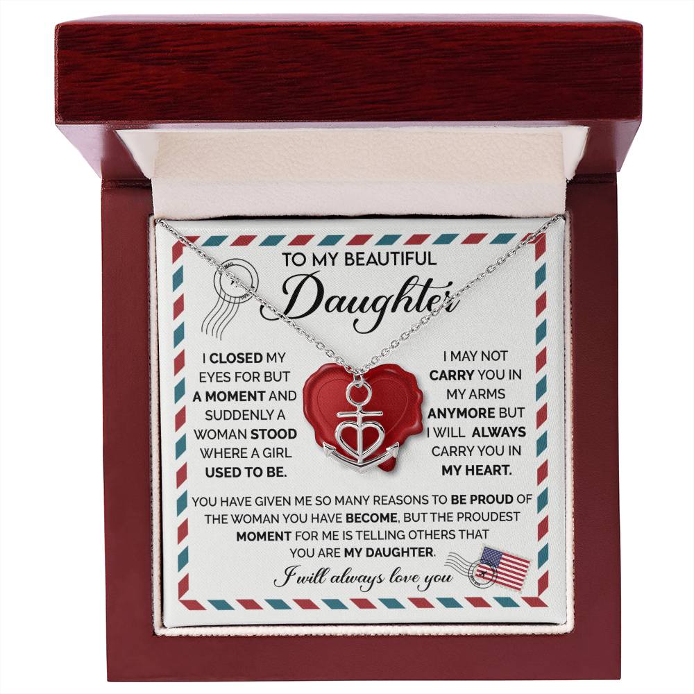 To My Daughter Necklace – Daughter Birthday Graduation Celebration Gift – Anchor Pendant Necklace